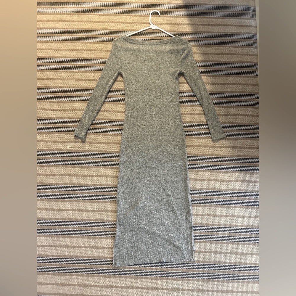 Anthropologie Pure + Good Gray Rib Knit Midi Dress XS